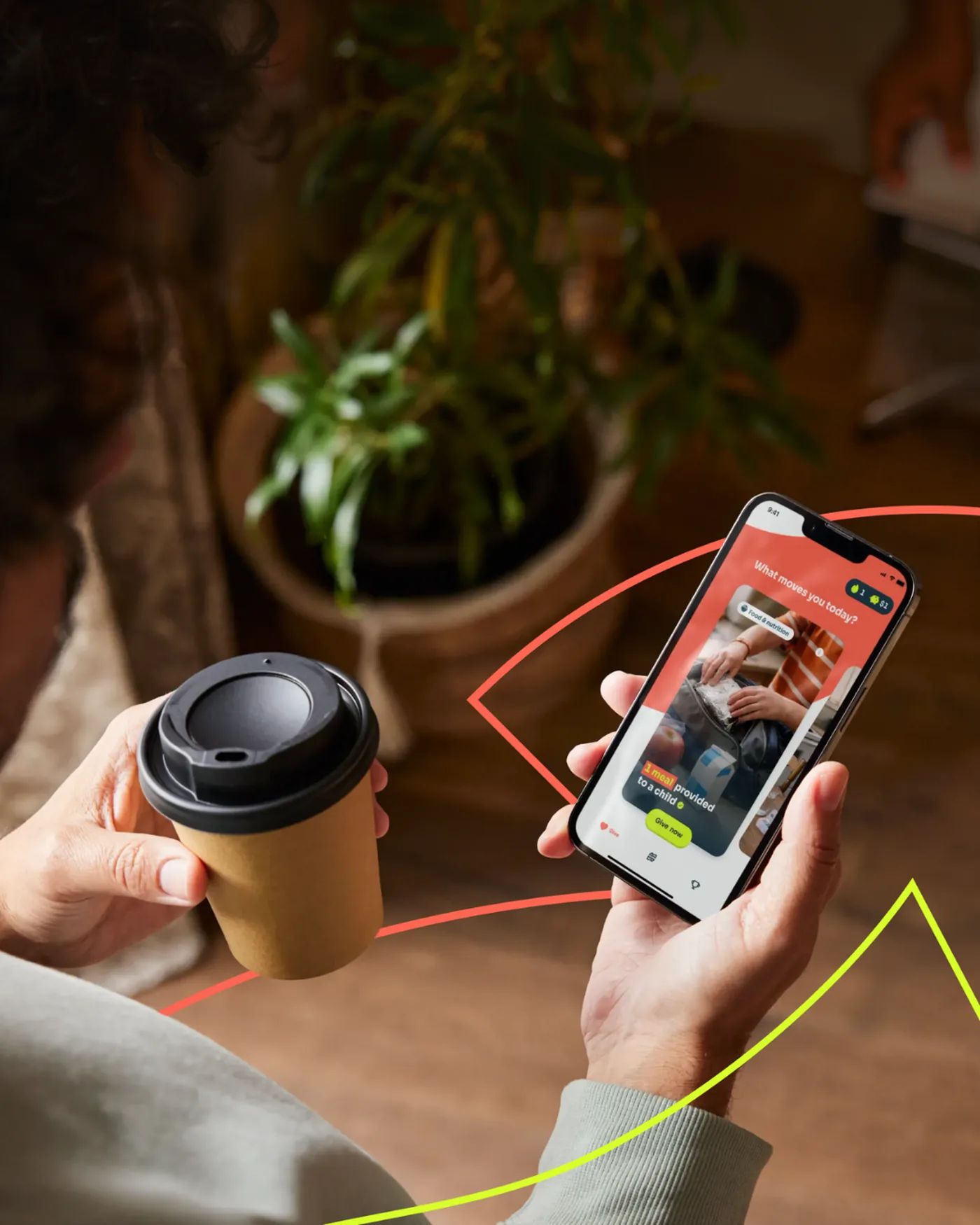 Person using the Ritmo daily giving app